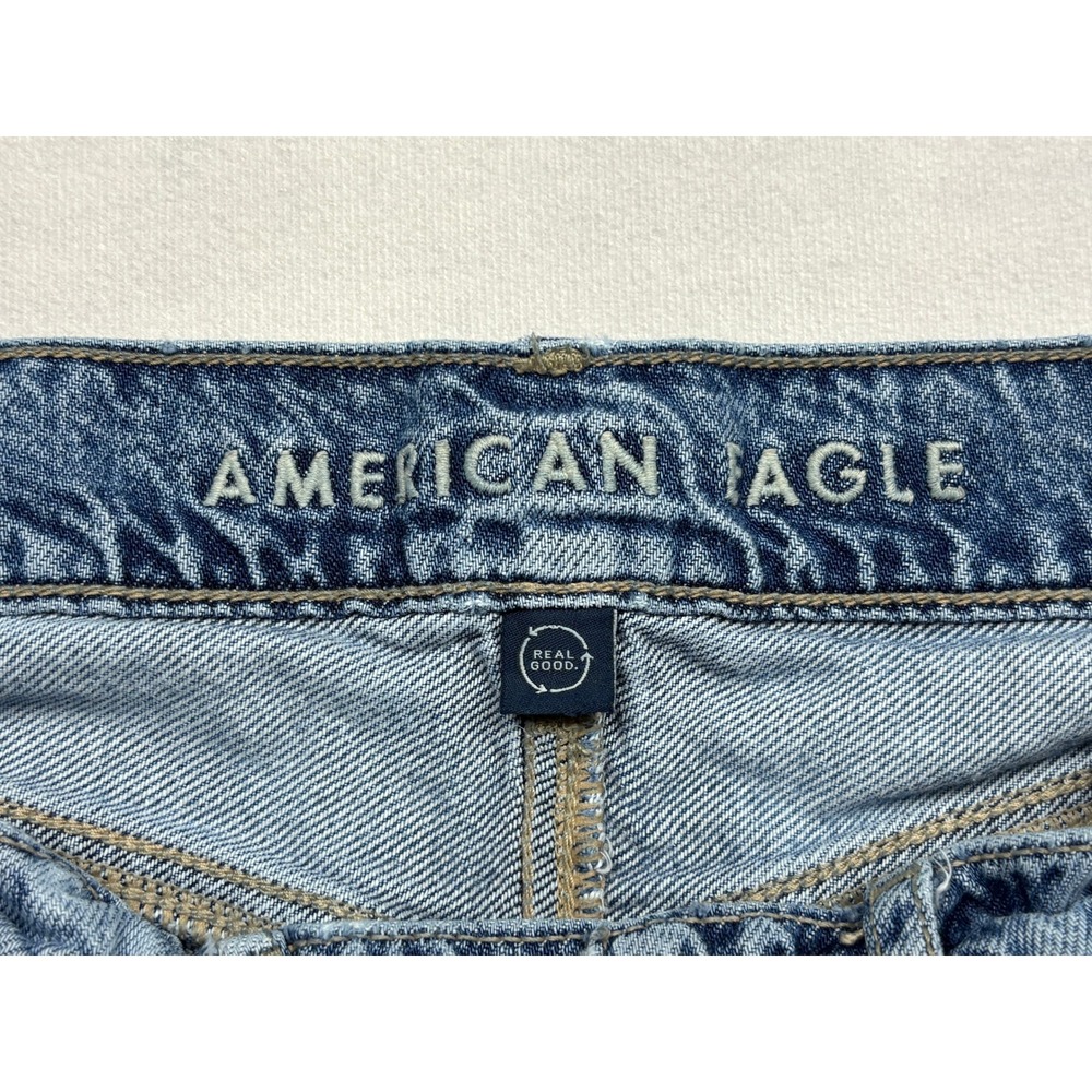 American Eagle Real Good Wide Leg Jeans Light Wash Raw Hem 000 Regular 4226 - Picture 5 of 11